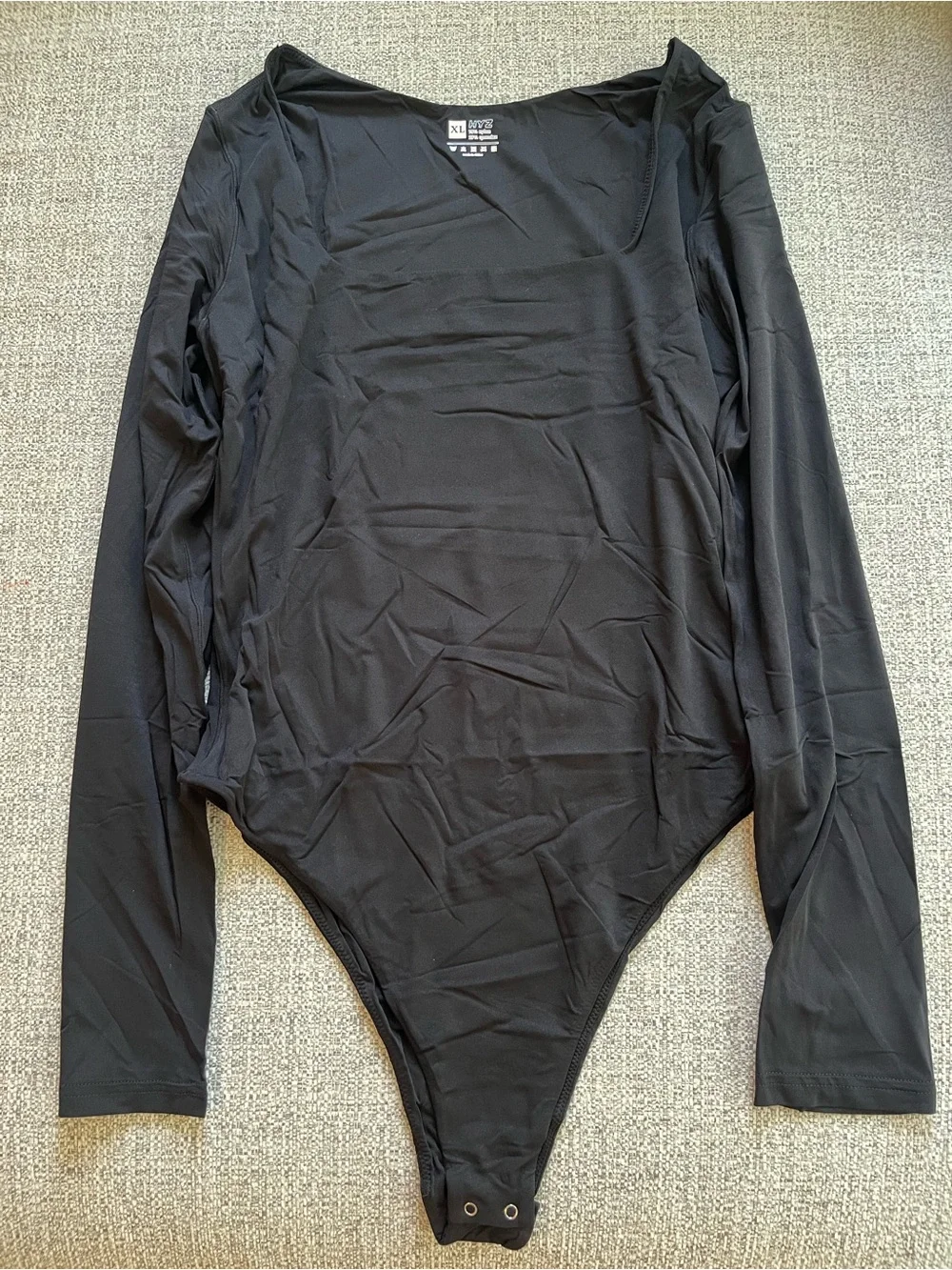 Black Long-Sleeve Women’s Bodysuit - Sleek Stretch Fit XL